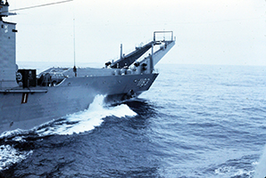 High-line personal transfer at Sea